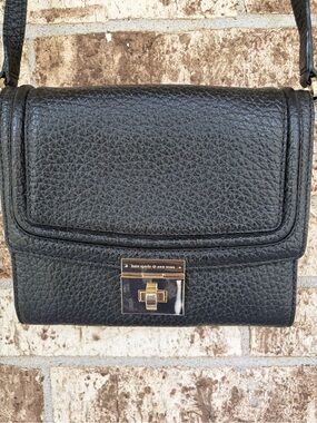 kate spade Black Pebbled Leather Crossbody with Gold Turn-Lock